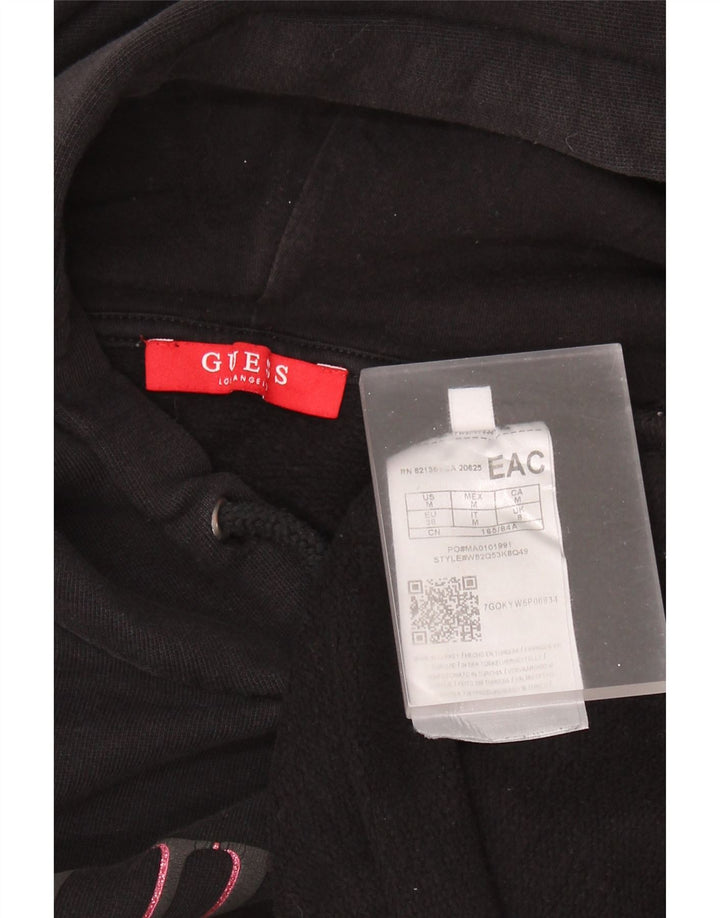 GUESS Oversized 3/4-ærmet grafisk hættetrøjetrøje til kvinder UK 8 Small Black