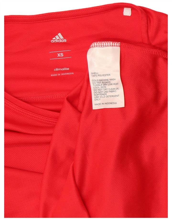 Adidas Dame Climalite T-Shirt Top UK 6 XS Rød Polyester