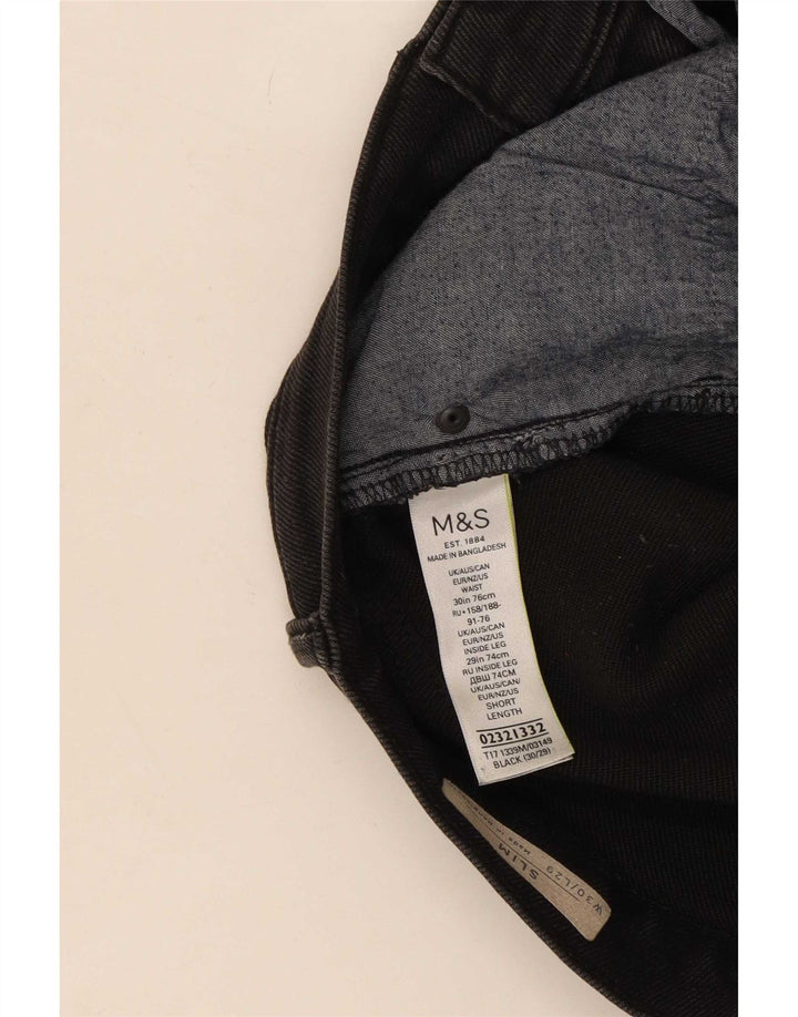 Marks & Spencer Dame Slim Jeans W30 L29 Sort Bomuld