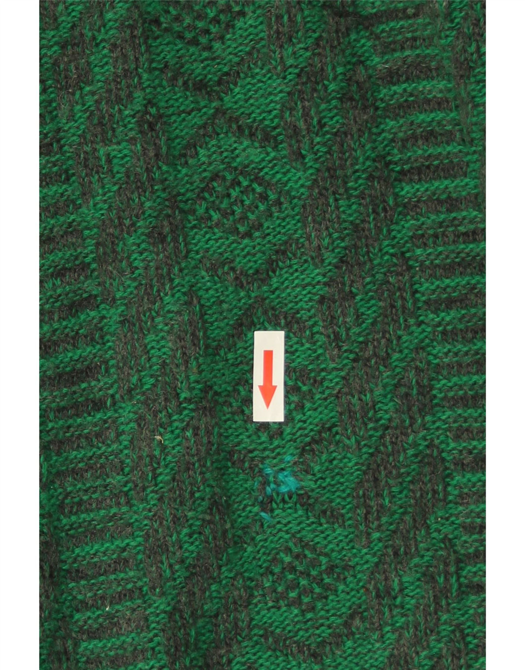 Vintage herre rund hals sweater mellemgrøn geometrisk