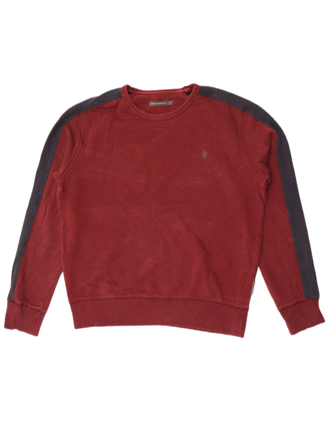 French Connection Herre Sweatshirt Jumper Medium Maroon Colourblock Bomuld