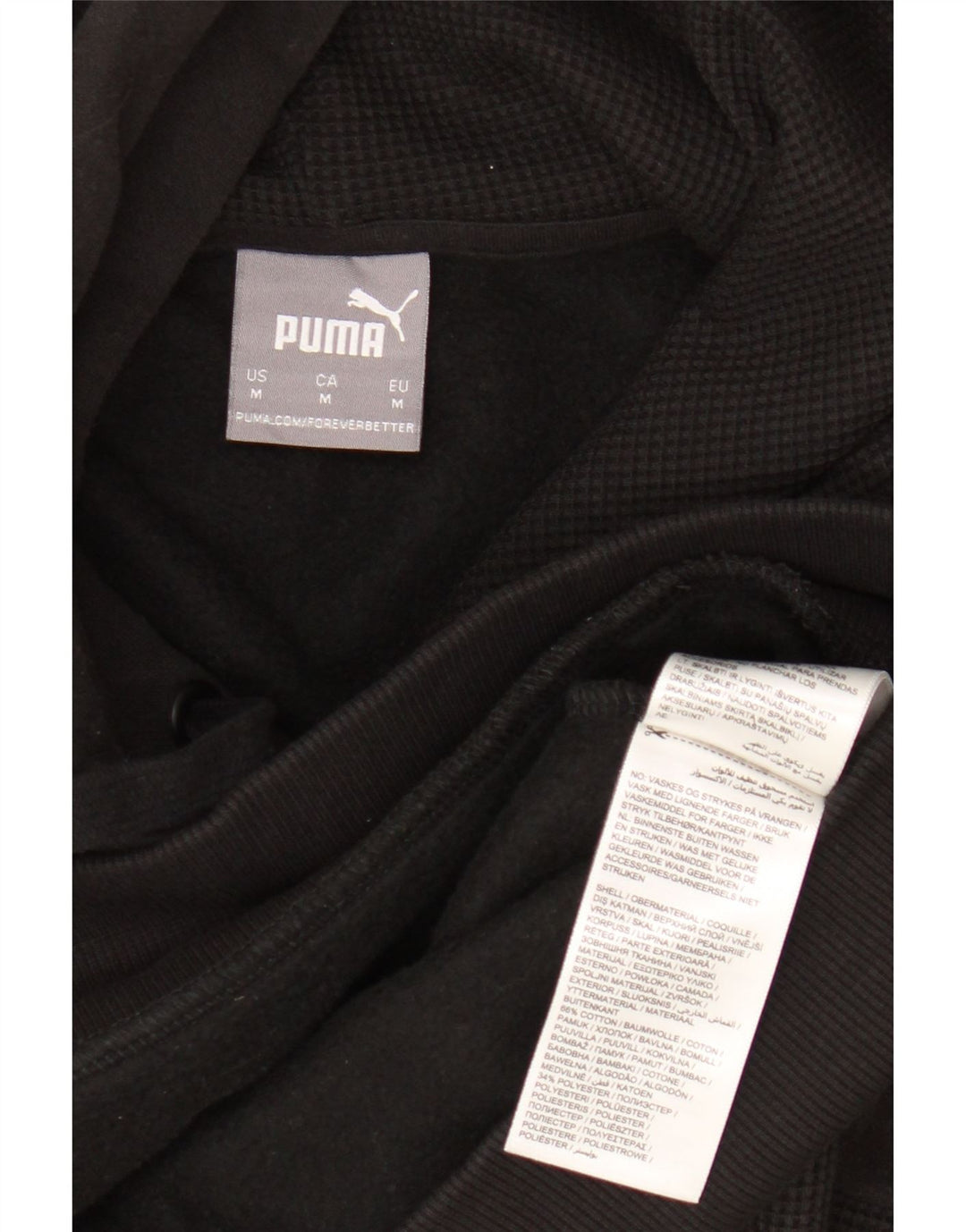 PUMA Mens Hoodie Jumper Medium Black Cotton