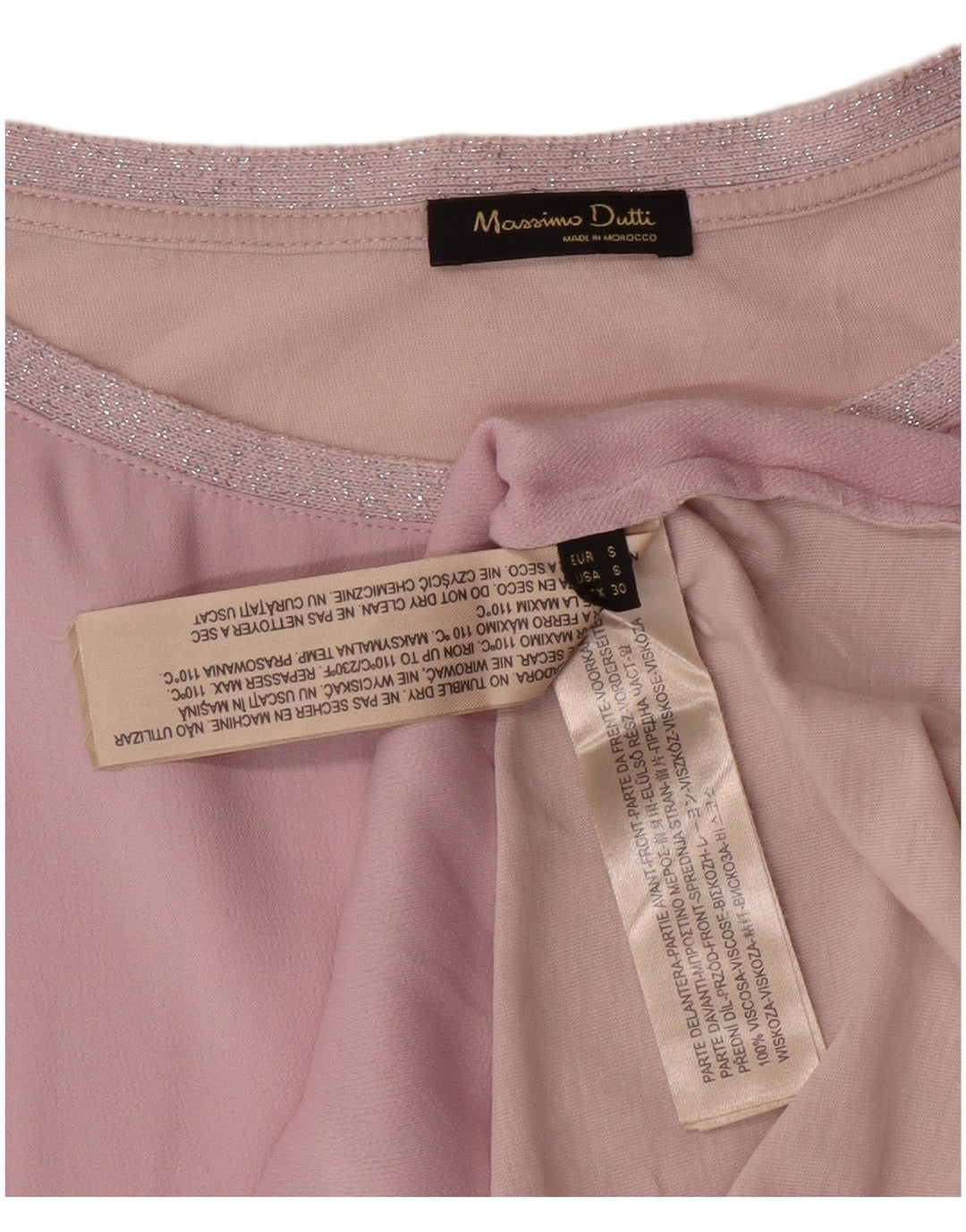 MASSIMO DUTTI Dame Oversized bluse Top UK 10 Small Pink Colourblock