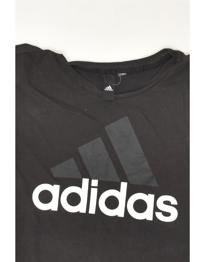 ADIDAS Womens Graphic T-Shirt Top UK 12 Medium Black | Vintage Adidas | Thrift | Second-Hand Adidas | Used Clothing | Messina Hembry 