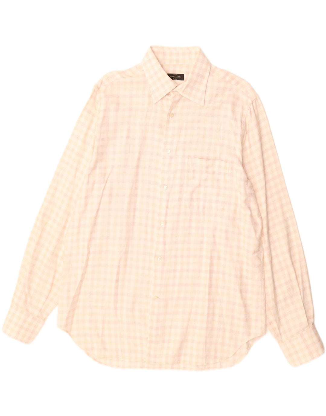 Corneliani Herreskjorte Str. 42 16 1/2 Stor Beige Ternet Bomuld