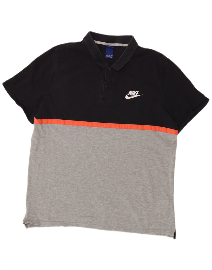 Nike Polo Shirt til mænd 2XL Sort Colourblock Bomuld