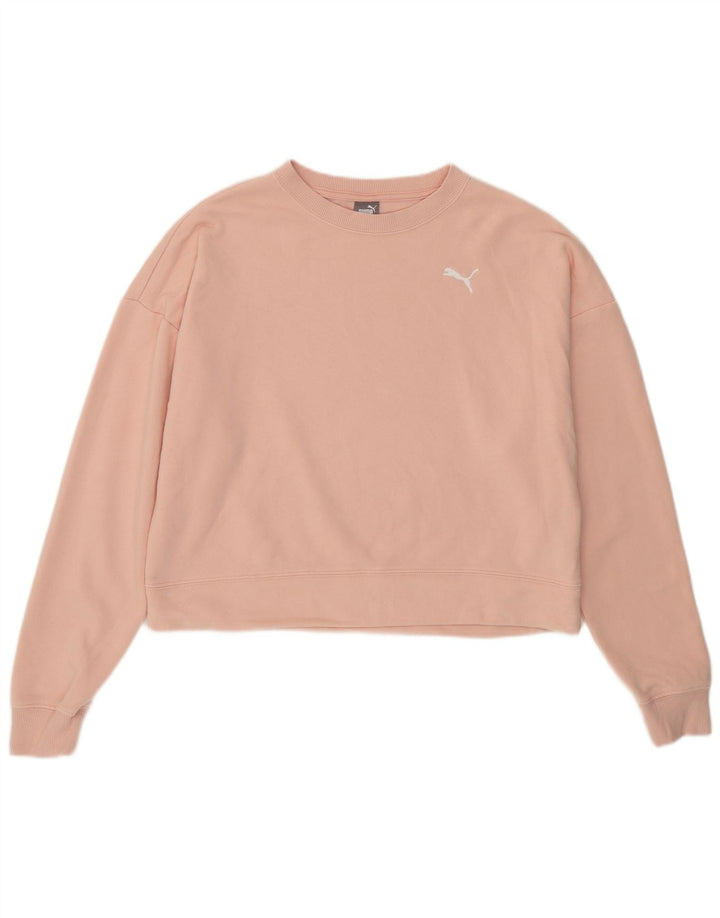 PUMA Womens Oversized Crop Sweatshirt Jumper UK 10 Small Pink Bomuld