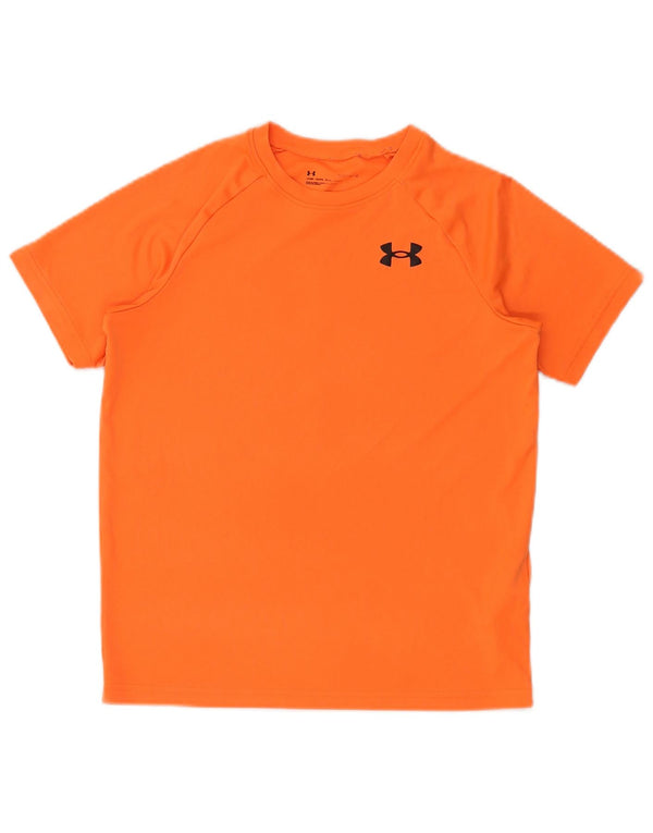 UNDER ARMOUR Drenge T-Shirt Top 11-12 År Stor Orange Polyester