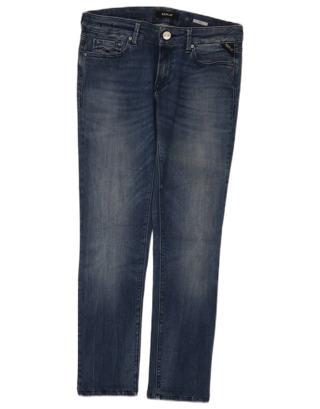 REPLAY Dame Luz Slim Jeans W29 L27 Blå Bomuld