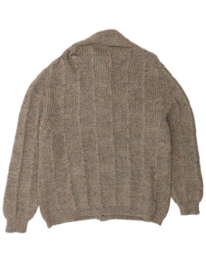 Vintage herre cardigan sweater, stor grå flækket