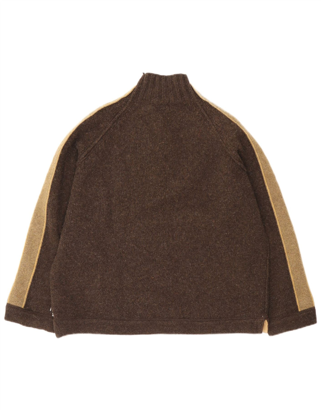 Fat Face Herre Zip Neck Jumper Sweater XL Brun Colourblock Uld