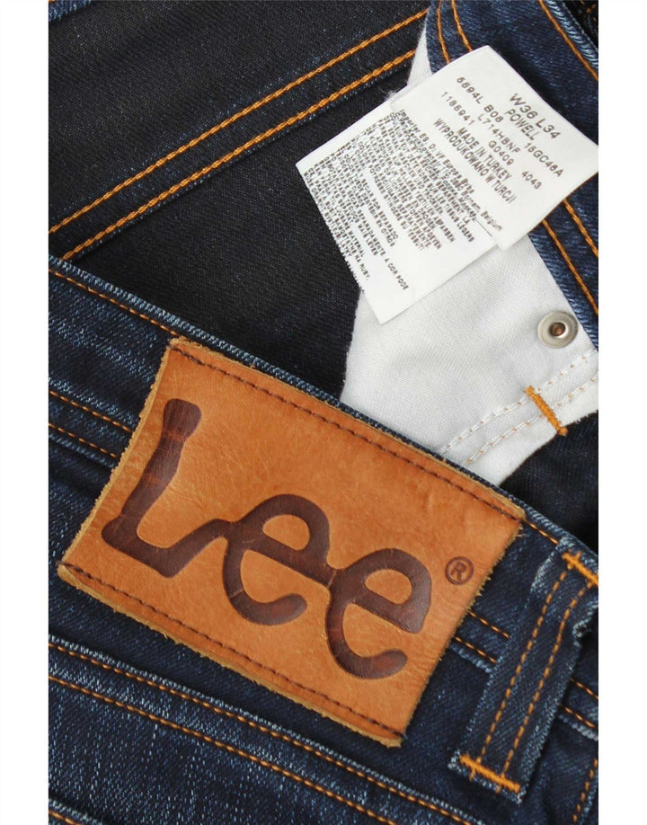 Lee Mens Powell Slim Jeans W36 L34 Marineblå Bomuld