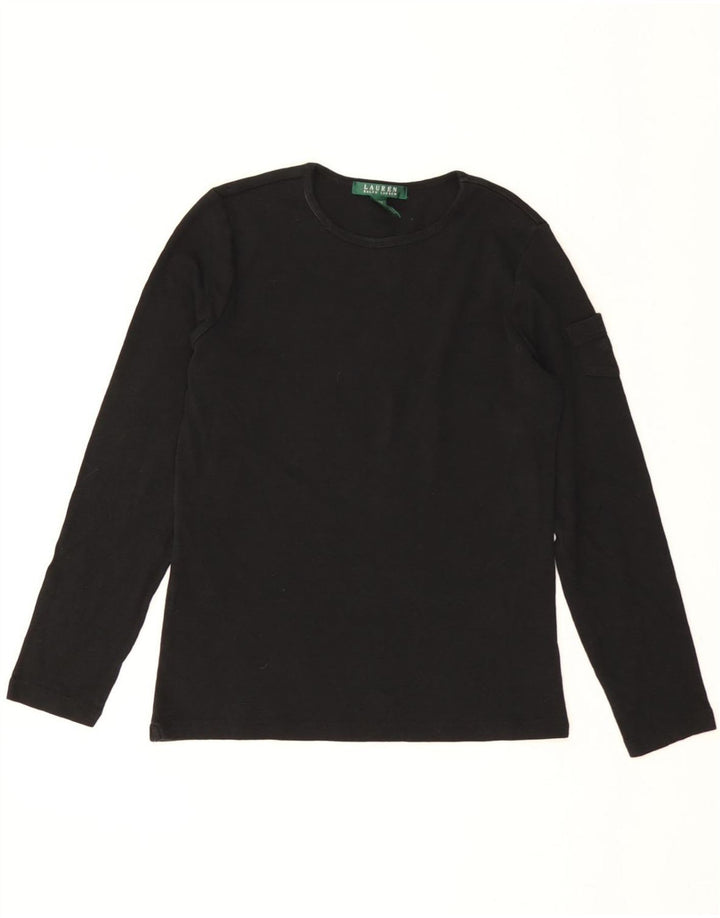 RALPH LAUREN Womens Top Long Sleeve UK 14 Medium Black Cotton Vintage Ralph Lauren and Second-Hand Ralph Lauren from Messina Hembry 