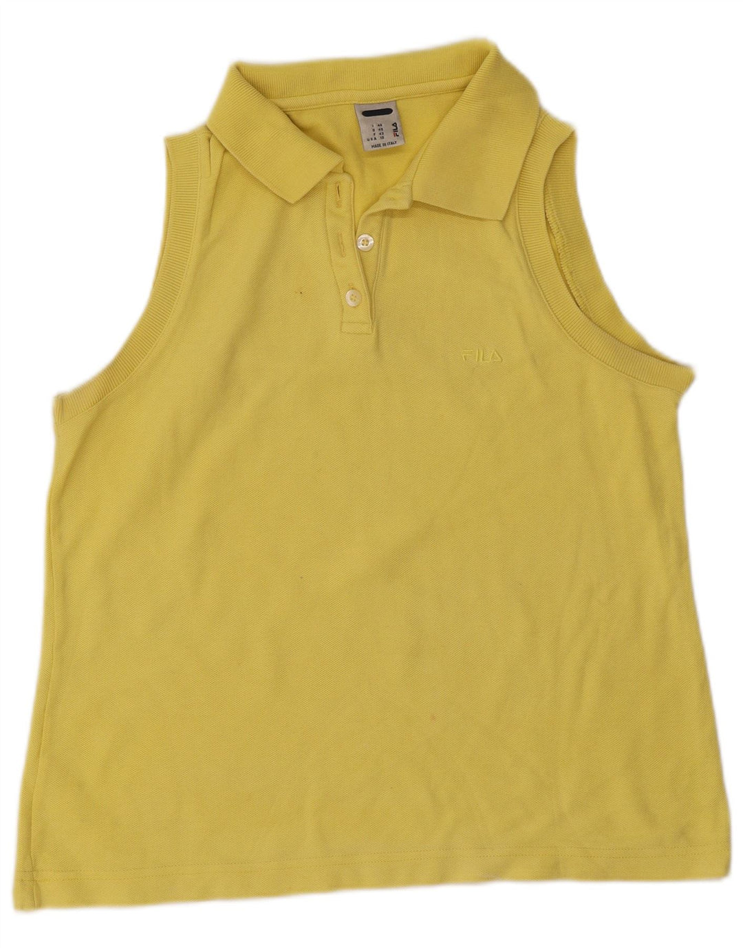 Fila Dame ærmeløs Polo Shirt IT 46 Large Yellow