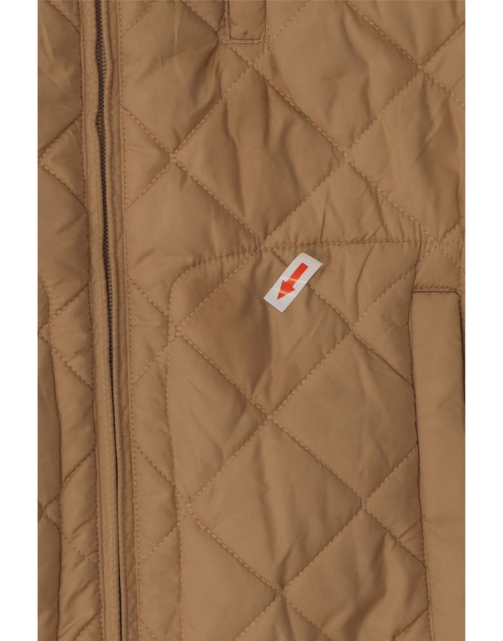 RALPH LAUREN Dame Quilted Gilet UK 14 Medium Beige Colourblock Polyester