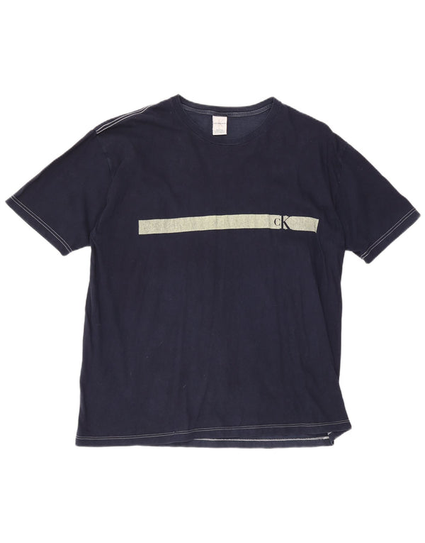 Calvin Klein Jeans Herre grafisk T-shirt Top Stor Marineblå Colourblock
