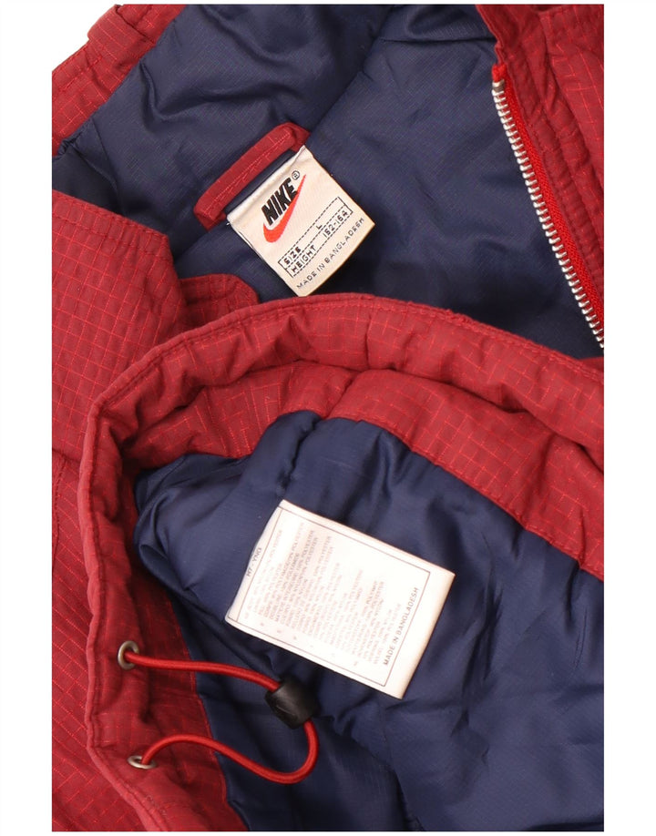 Nike Boys Windbreaker Jacket 12-13 år Large Burgundy ternet nylon