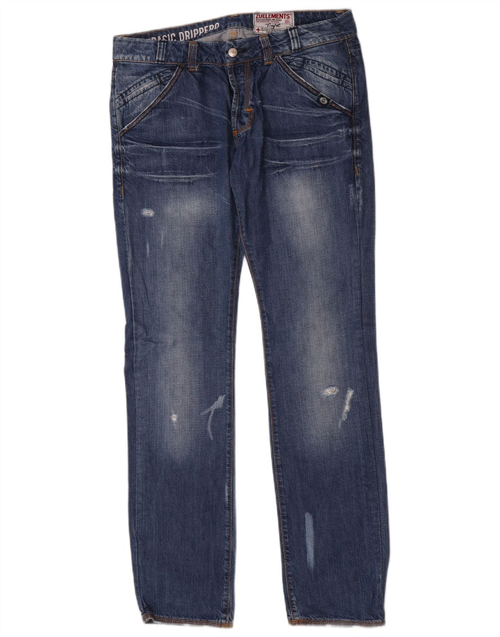 Zu Elements Herre Distressed Slim Jeans W34 L34 Blå