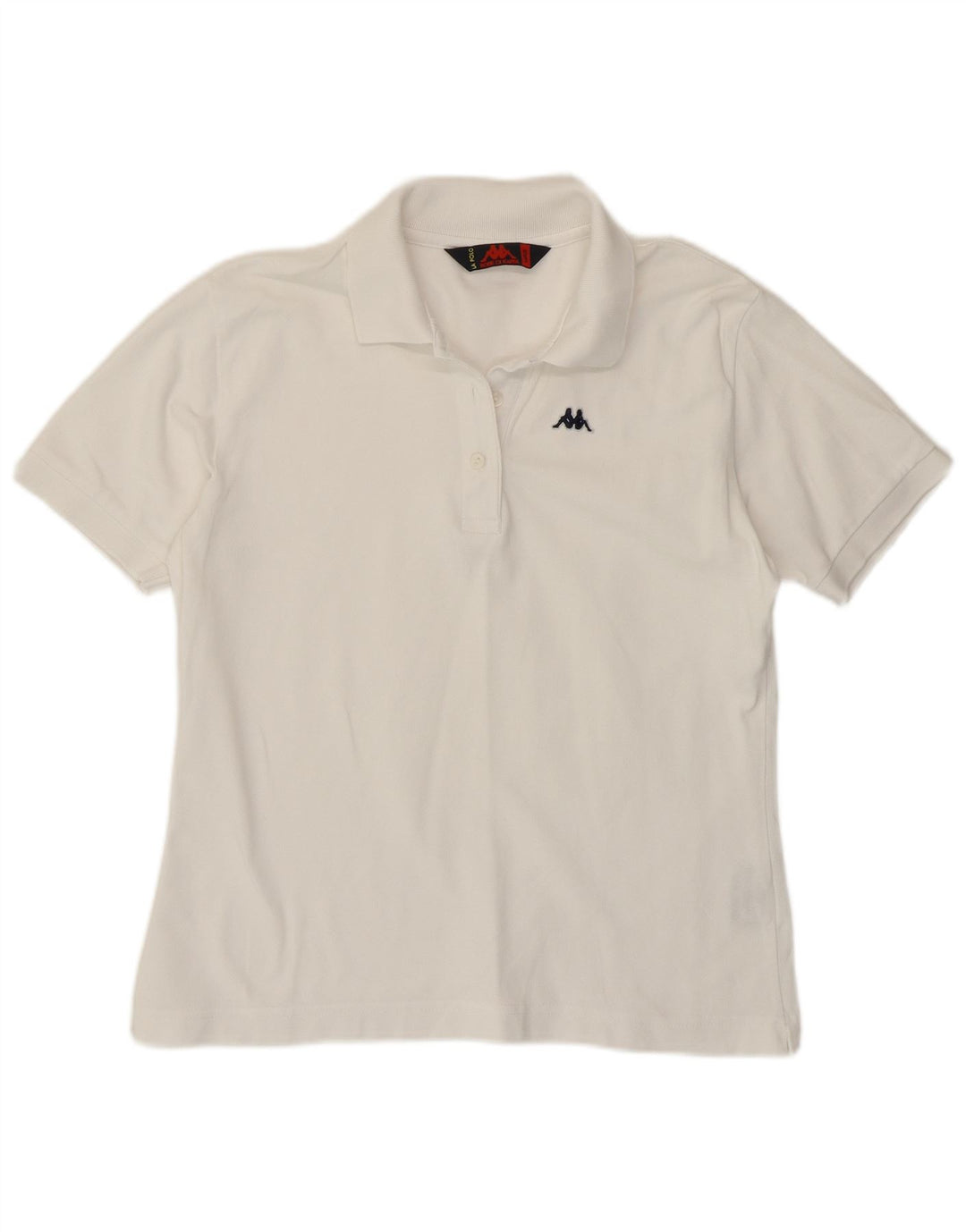 KAPPA Dame Polo Shirt UK 14 Stor Hvid Bomuld