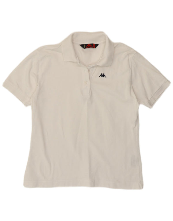 KAPPA Dame Polo Shirt UK 14 Stor Hvid Bomuld