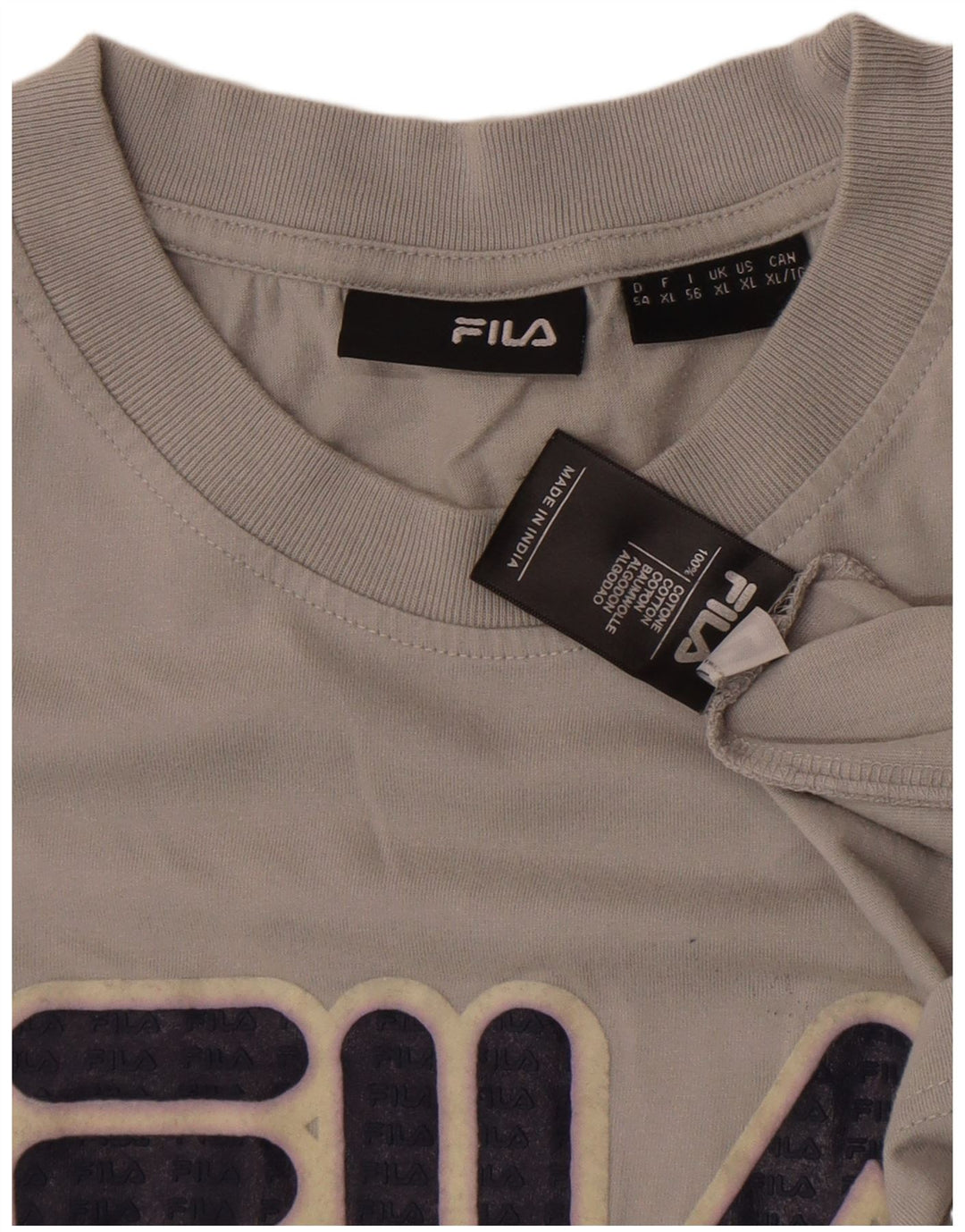 FILA Herre Grafisk T-Shirt Top XL Grå Bomuld