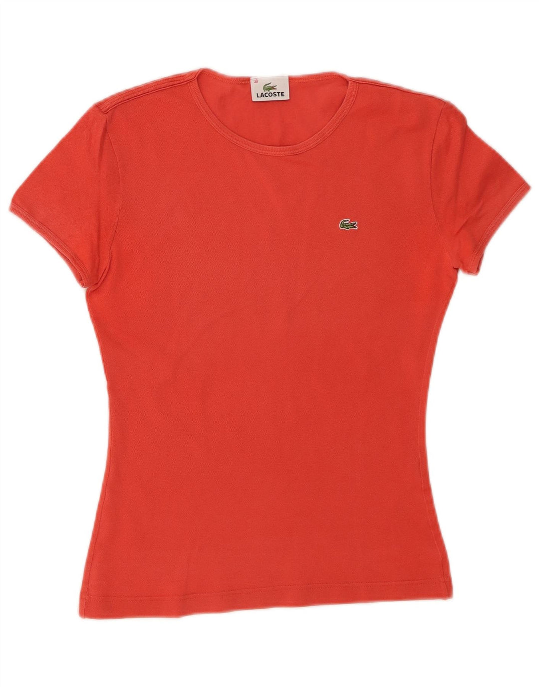 Lacoste Dame T-Shirt Top Størrelse 38 Medium Orange Bomuld