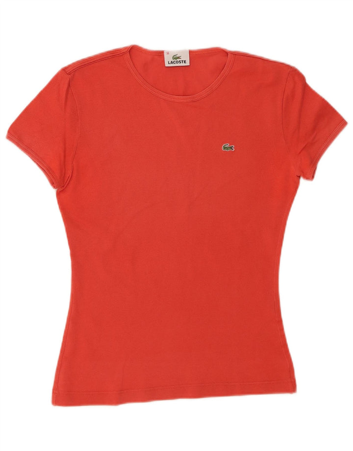 Lacoste Dame T-Shirt Top Størrelse 38 Medium Orange Bomuld