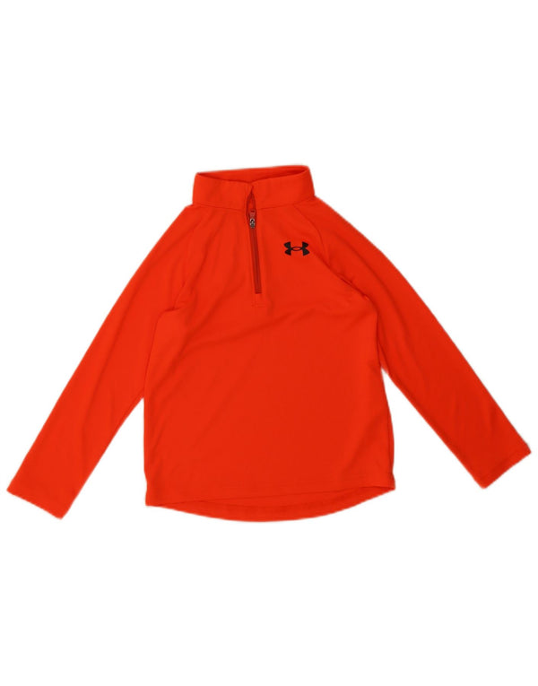Under Armour Boys Zip Neck Top Langærmet 7-8 år XS Orange Sports