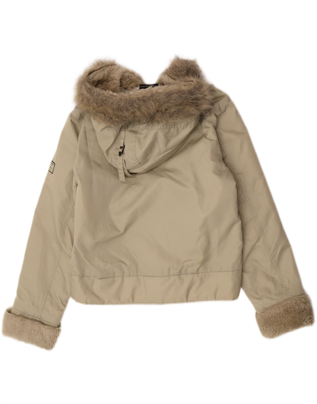 Dkny Dame Hooded Windbreaker Jacket UK 14 Medium Khaki Nylon