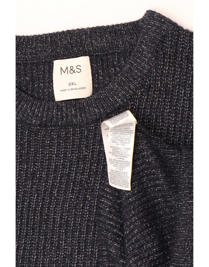 Marks & Spencer Herre sweater med rund hals 2XL marineblå polyamid
