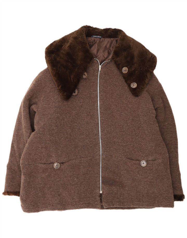 Vintage overfrakke til kvinder UK 14 Medium brun uld