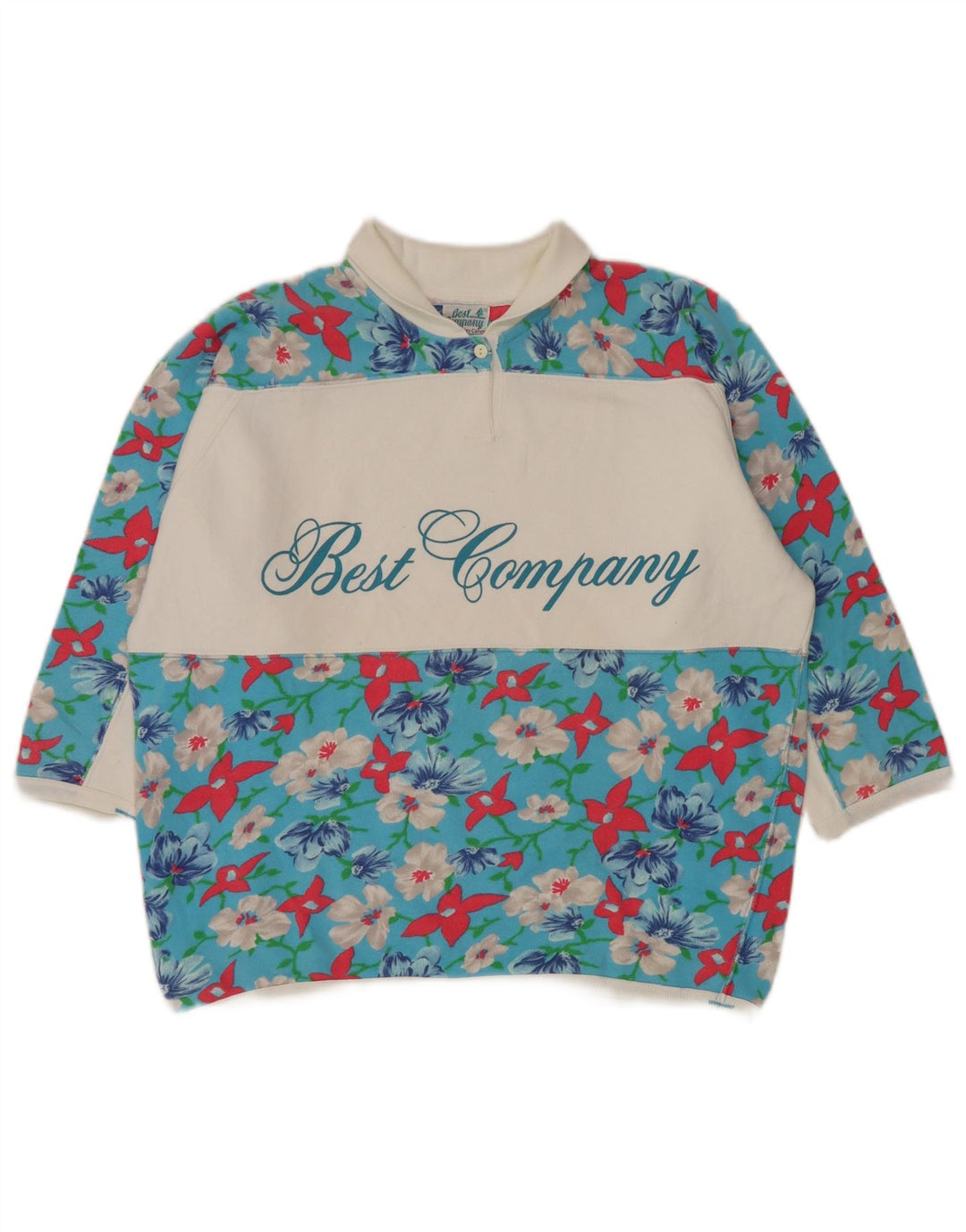 Bedste firma Dame Oversized 1/2 Ærmet Top UK 14 Medium Blue Floral