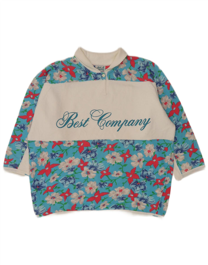 Bedste firma Dame Oversized 1/2 Ærmet Top UK 14 Medium Blue Floral