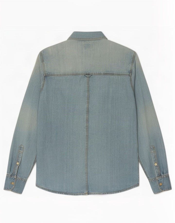 Vintage denimskjorte til mænd mellemblå bomuld