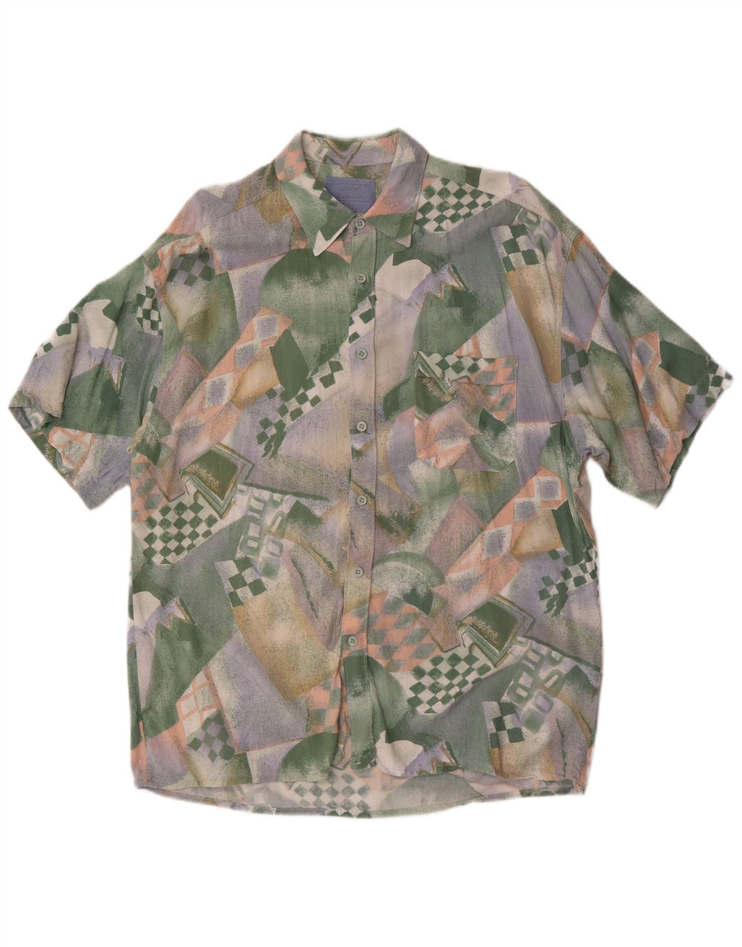Vintage herre abstrakt mønster skjorte størrelse 41/42 Large Multicolor