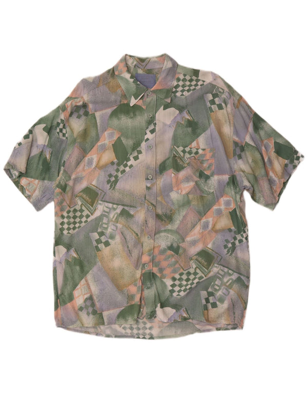Vintage herre abstrakt mønster skjorte størrelse 41/42 Large Multicolor