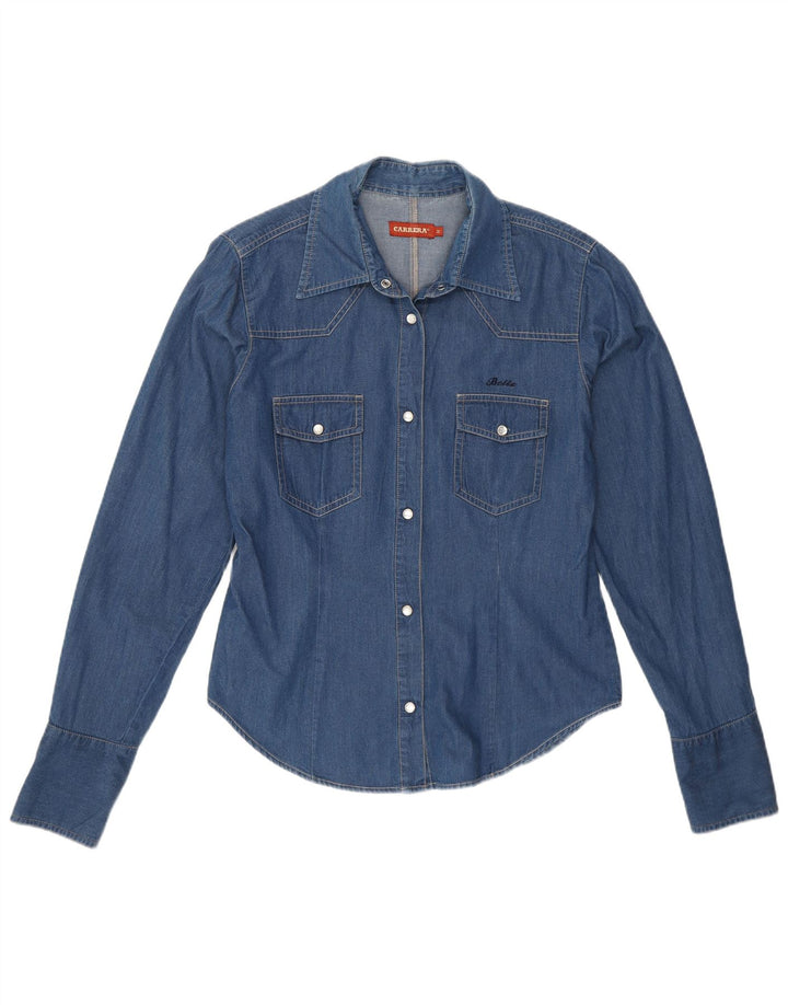 Carrera Dame Denim Shirt UK 12 Medium Blue Cotton