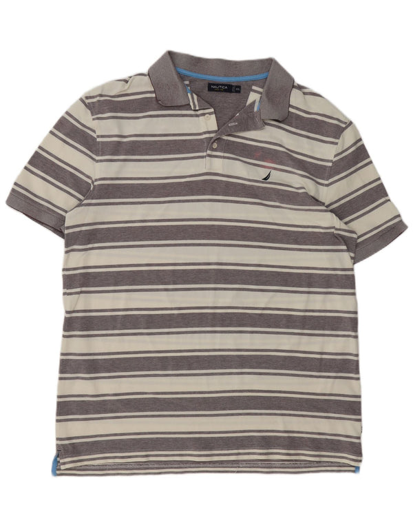 NAUTICA herre poloshirt 2XL gråstribet bomuld