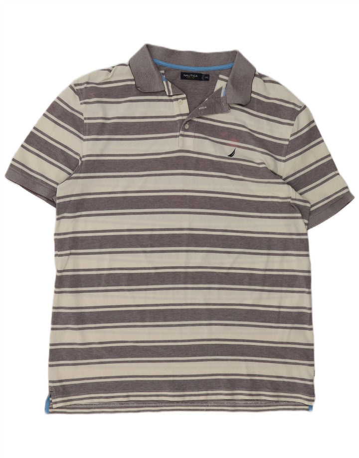 NAUTICA herre poloshirt 2XL gråstribet bomuld