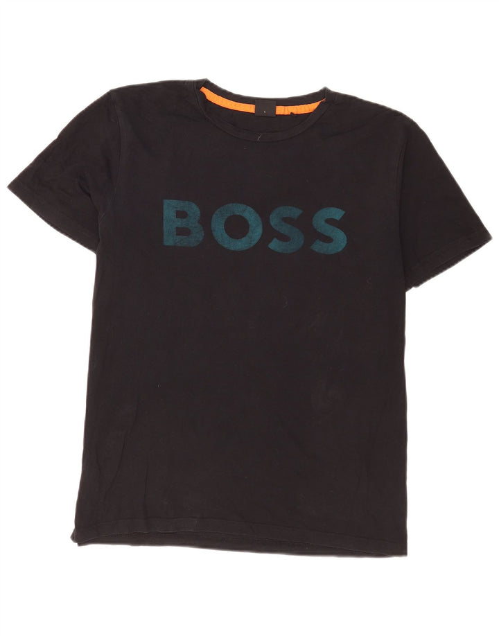 Hugo Boss Herre grafisk T-shirt Top Stor sort bomuld