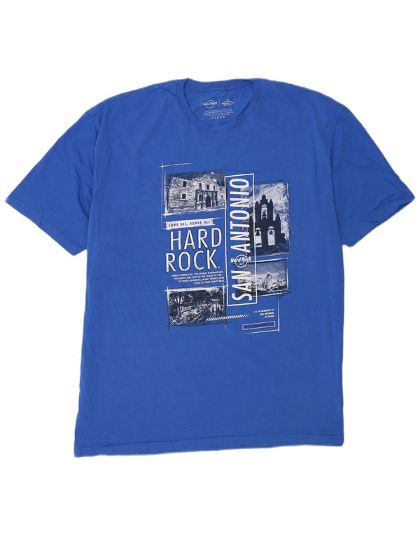 Hard Rock Cafe Herre San Antonio Grafisk T-Shirt Top 2XL Blå Bomuld
