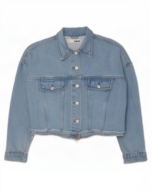 Topshop Womens Crop Oversized denimjakke UK 6 XS Blue Cotton