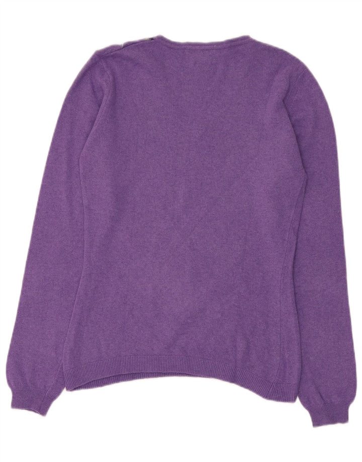 Vintage Dame V-hals sweater UK 12 Medium Purple Argyle/Diamond