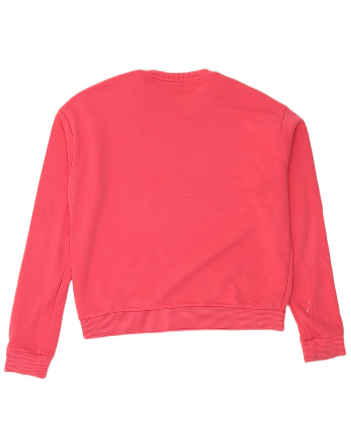 Fila Dame Grafisk Sweatshirt Jumper UK 14 Medium Pink Colourblock