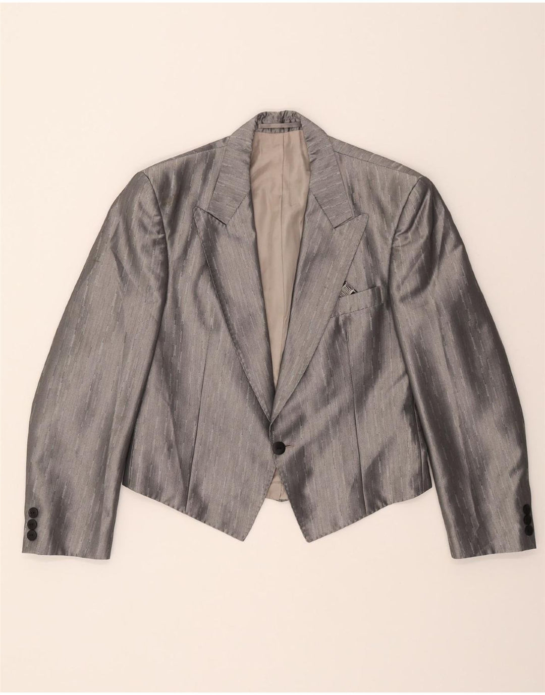 MASTERHAND Womens 1 Button Blazer Jacket UK 14 Medium Grey Polyester Vintage MASTERHAND and Second-Hand MASTERHAND from Messina Hembry 