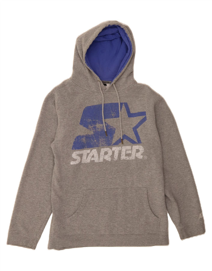 STARTER Mens Graphic Hoodie Jumper Medium Grey Cotton Vintage Starter and Second-Hand Starter from Messina Hembry 