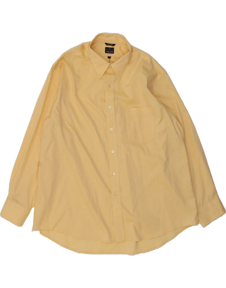 CHAPS Mens Classic Fit Shirt Size 18 1/2 2XL Yellow Vintage Chaps and Second-Hand Chaps from Messina Hembry 