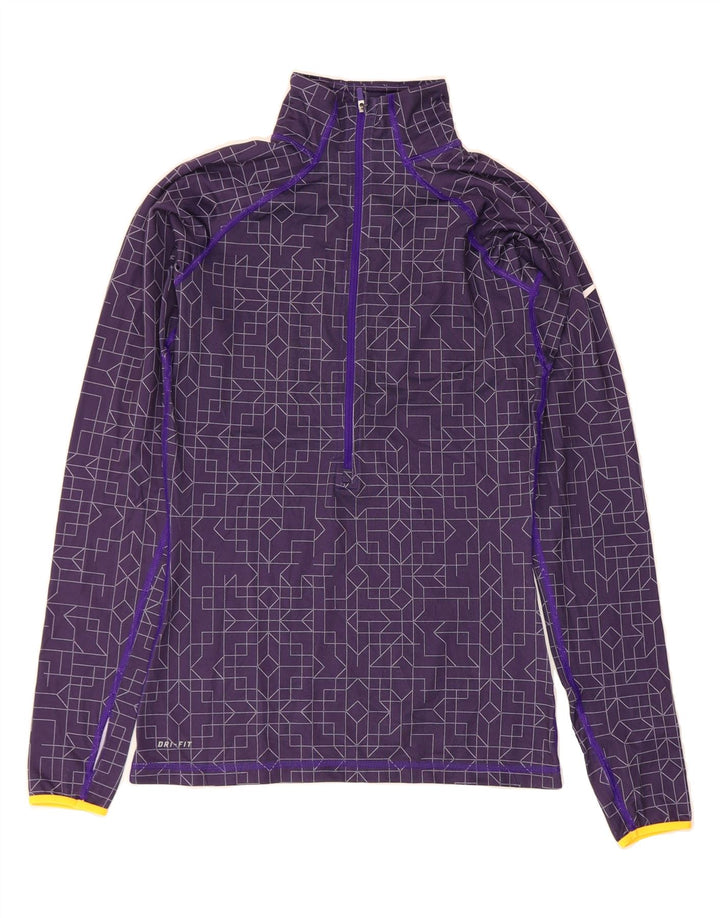 NIKE Womens Zip Neck Pullover Tracksuit Top UK 10 Small Purple Geometric Vintage Nike and Second-Hand Nike from Messina Hembry 