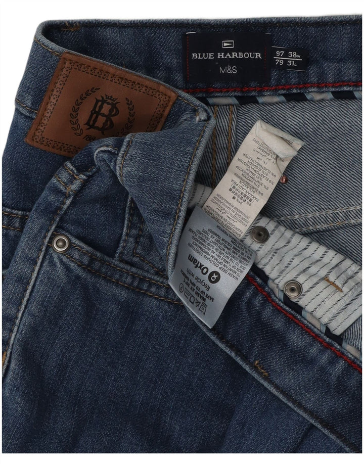 Marks & Spencer Herre Blue Harbor Straight Jeans W38 L31 Blue Cotton