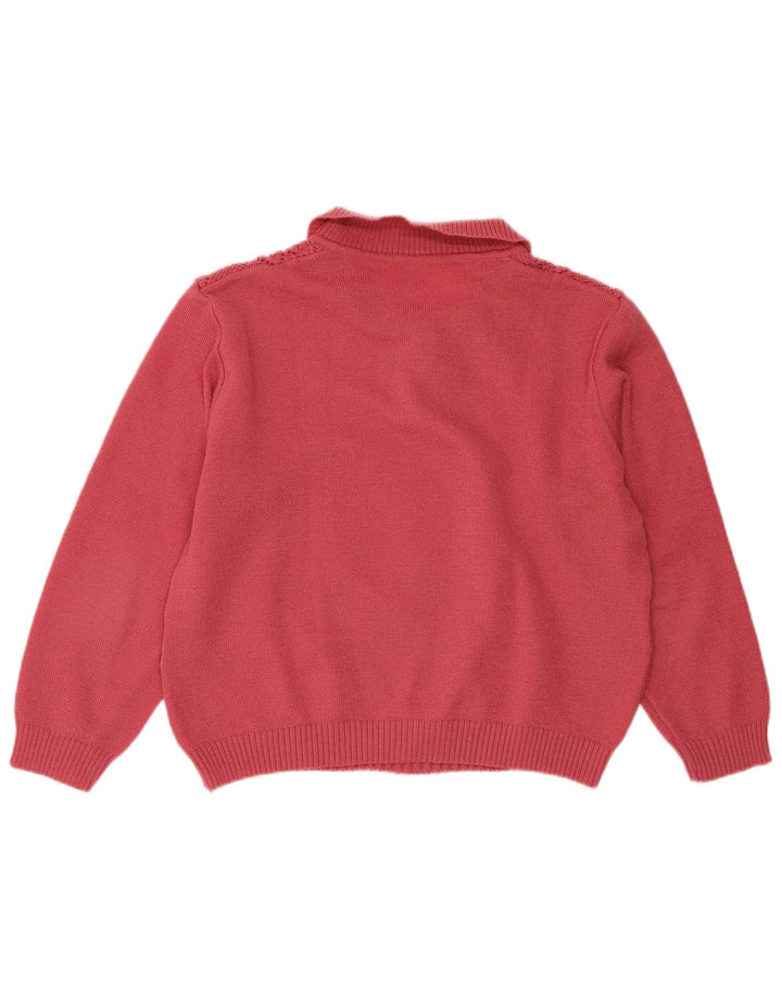 VINTAGE Womens Crop Polo-hals sweater UK 16 Large Pink